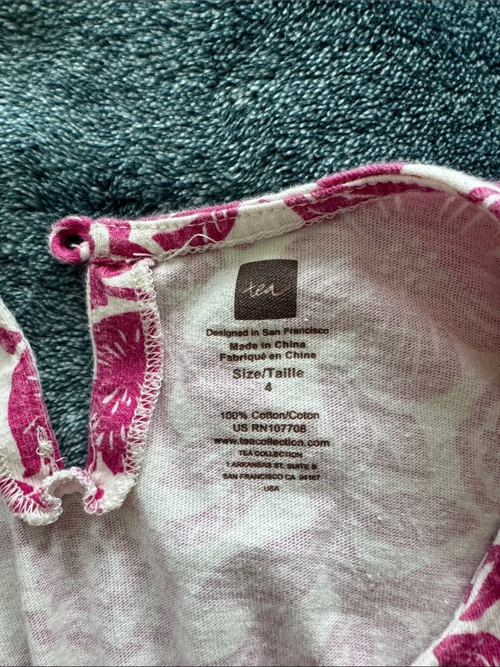 Tea Collection White Dress with Pink Floral Print and Pink Waistband